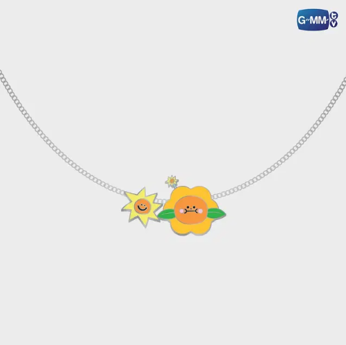 JAIDEE charm necklace official GMMTV merchandise with sun charm stainless steel 48cm enamel pendant