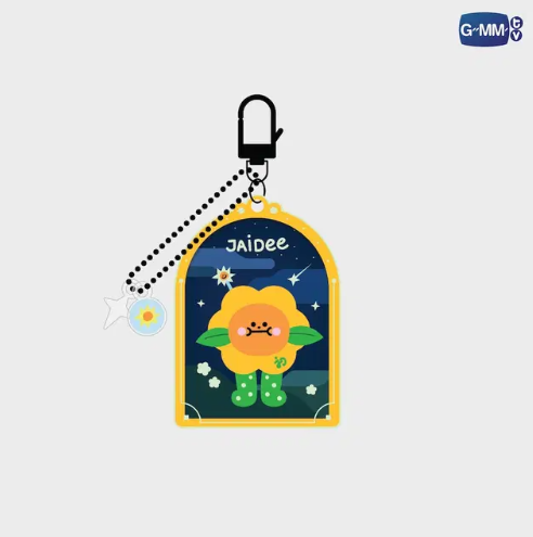 Front view of JAIDEE glow-in-the-dark acrylic keychain, official merchandise