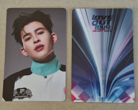 Pond LOVE OUT LOUD FAN FEST 2026 HEART RACE collectible photocard front and back official GMMTV PondPhuwin merchandise