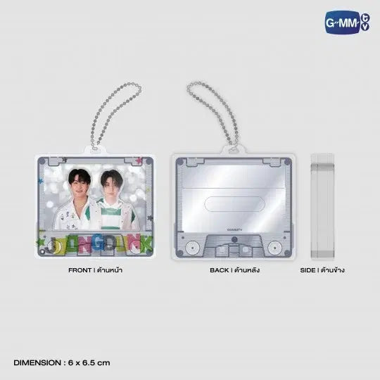 JOONGDUNK layer acrylic keychain front and back view with dimensions official GMMTV merchandise 6x6.5 cm acrylic keychain size reference customisable layered design preview