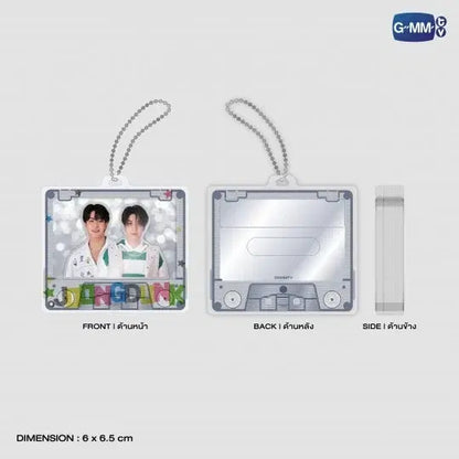 JOONGDUNK layer acrylic keychain front and back view with dimensions official GMMTV merchandise 6x6.5 cm acrylic keychain size reference customisable layered design preview