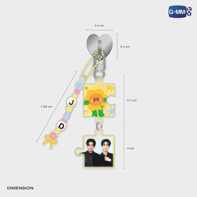 JoongDunk phone buckle with size details official GMMTV phone accessory featuring Jaidee acrylic character design