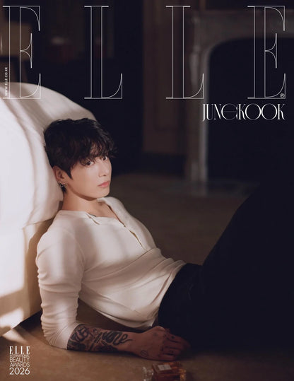 Jung Kook BTS Elle Korea Magazine January 2026 – Cover D, collectible magazine for BTS fans, Korean edition.