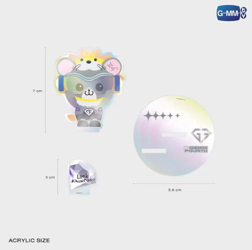 Acrylic stand-only view of the Look Khunnoo clip stand from GMMTV, showing the clear base, nameplate, and character design without accessories.