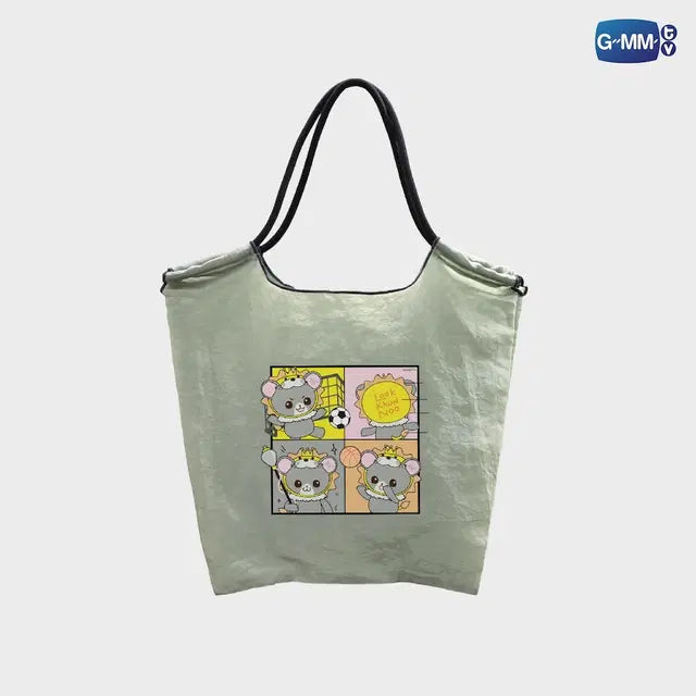 LOOK KHUNNOO shopping bag official GMMTV merchandise lightweight nylon tote bag sporty character design collectible everyday use bag