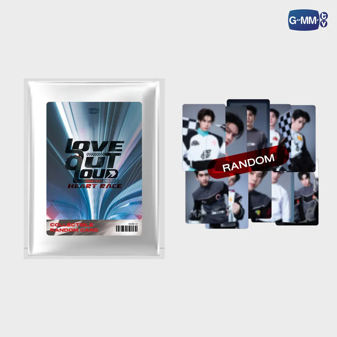 LOVE OUT LOUD FAN FEST 2026 HEART RACE collectible random card pack front design official GMMTV merchandise photocard collection