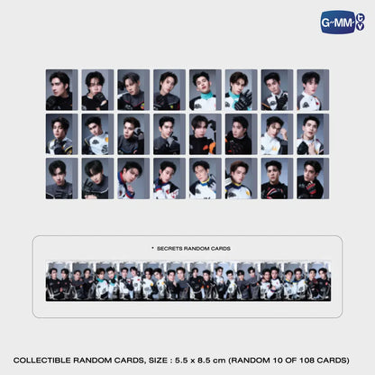 LOVE OUT LOUD FAN FEST 2026 HEART RACE collectible random photocard collection showing possible card designs featuring EarthMix BounPrem PondPhuwin JoongDunk GeminiFourth and more official GMMTV merchandise