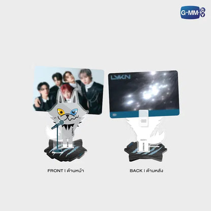 LYKYOU acrylic clip stand front and back view with LYKN photocard official GMMTV display accessory