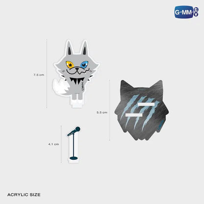 LYKYOU acrylic clip stand dimensions showing acrylic body microphone and base sizes official GMMTV merchandise