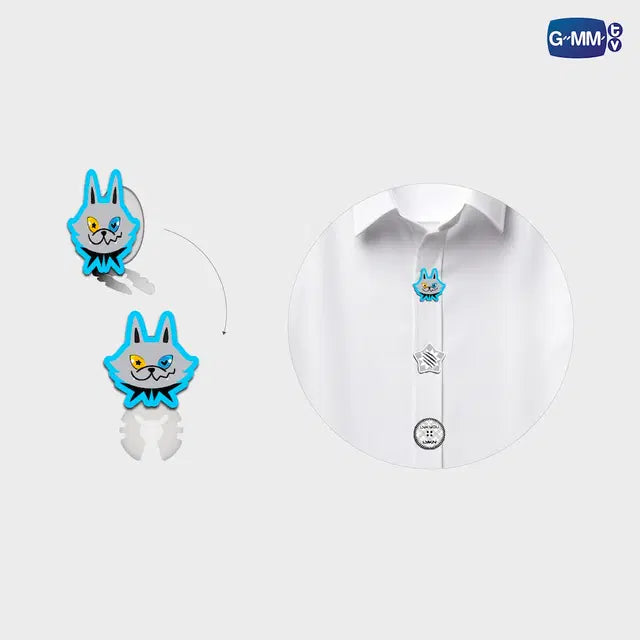 Lykyou button cover set attached to shirt buttons official GMMTV character accessory styling example
