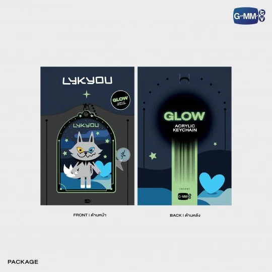 LYKYOU Glow acrylic keychain packaging for T-POP merch