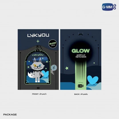 LYKYOU Glow acrylic keychain packaging for T-POP merch