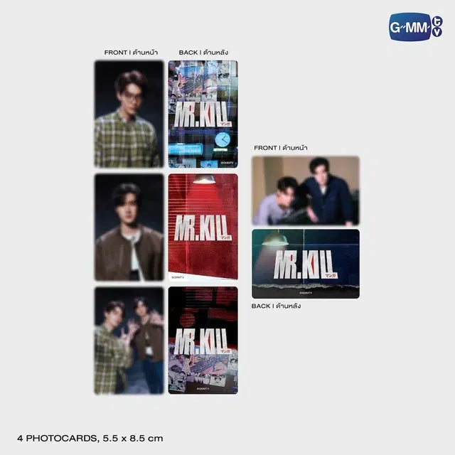 MR.KILL Novel English Version photocard set preview featuring 4 collectible photocards official GMMTV merchandise