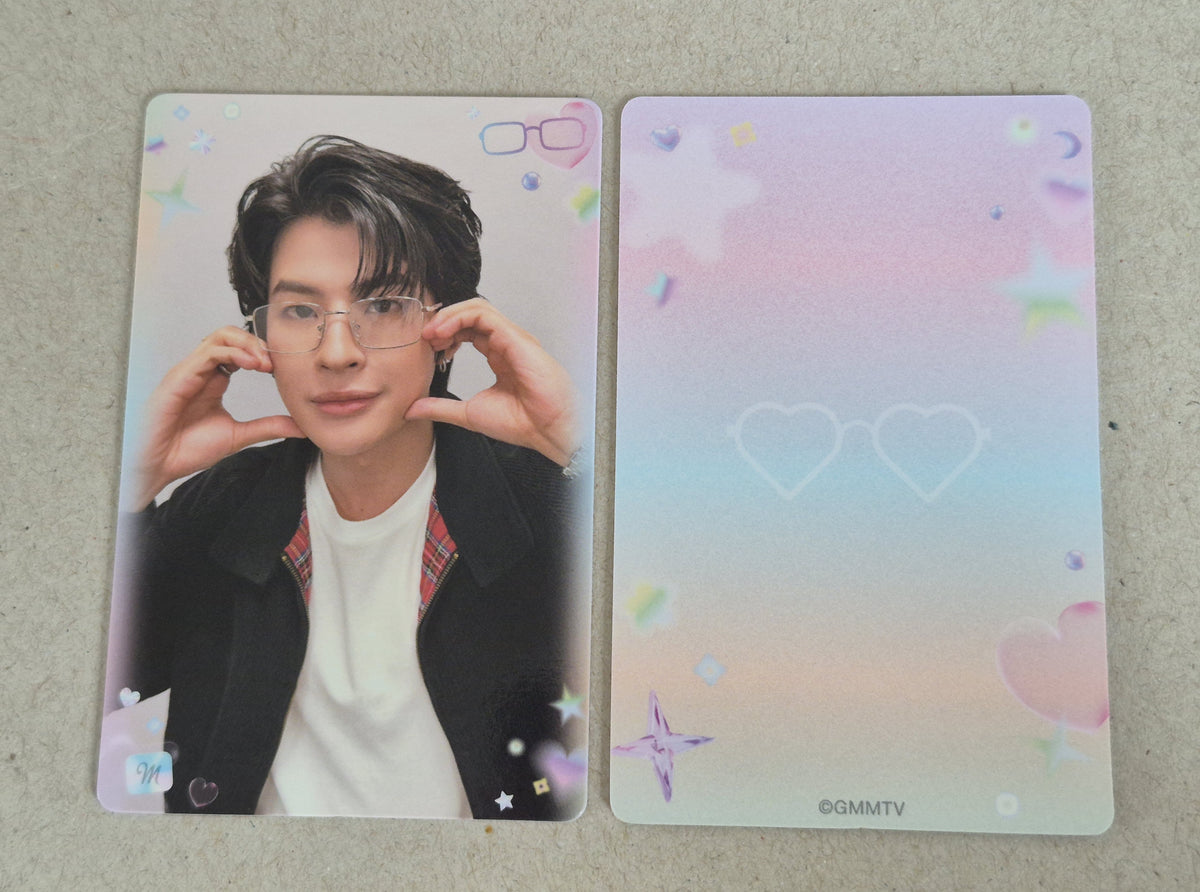 Mark Pakin BOYS ALL EYES HERE collectible photocard front and back official GMMTV MarkOhm merchandise.