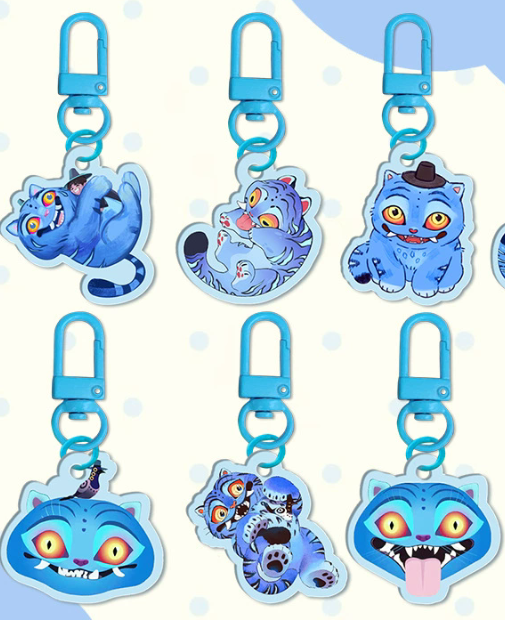 Kpop Demon Hunters acrylic keychains full set, 3×2 cm durable plastic keyrings with fandom-inspired designs, collectible fan merchandise.