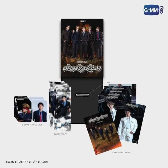 LYKN OH MY GOSH Photo Set package with blurred contents preview featuring postcards photocards photo strips and exclusive LYKN Clip