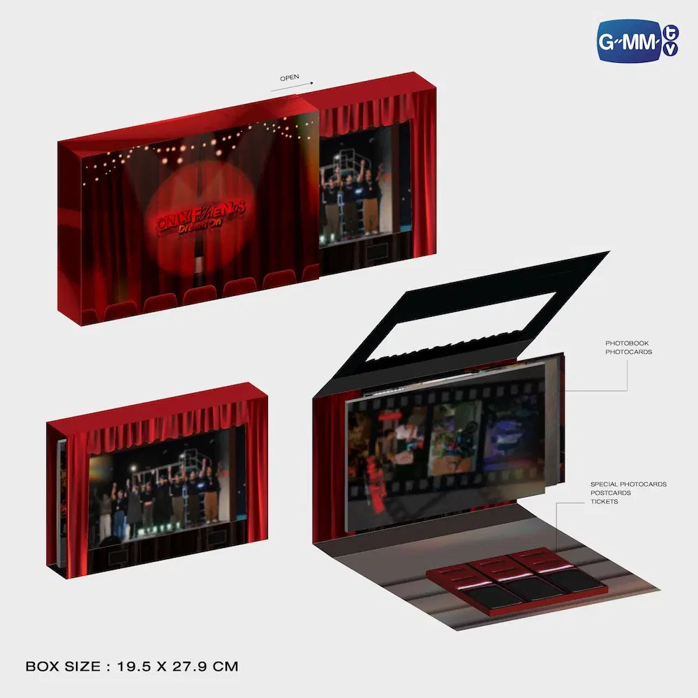 Only Friends Dream On boxset packaging with size 19.5 x 27.9 cm theatre stage design official GMMTV collectible
