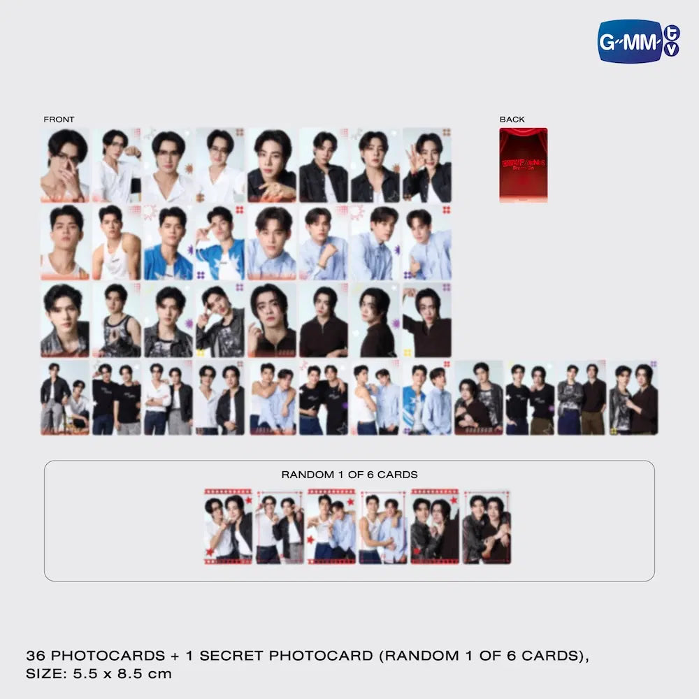 Only Friends Dream On photocards preview set GMMTV featuring Earth Mix Joss Gawin Aou Boom collectible cards designs