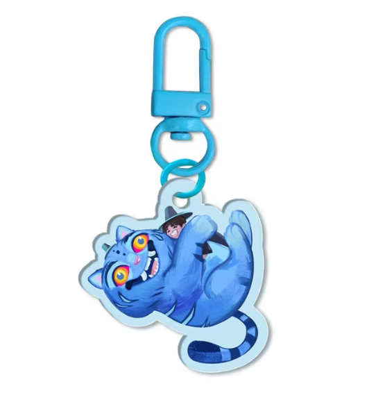 Kpop Demon Hunters acrylic keychain, 3×2 cm durable plastic keyring with fandom-inspired design, collectible fan merchandise.