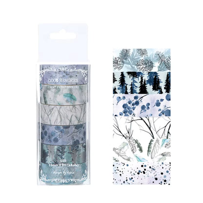 Individual roll of plant and flower print washi tape, featuring colourful botanical or floral designs, ideal for scrapbooking, journaling, gift wrapping, and DIY crafts.