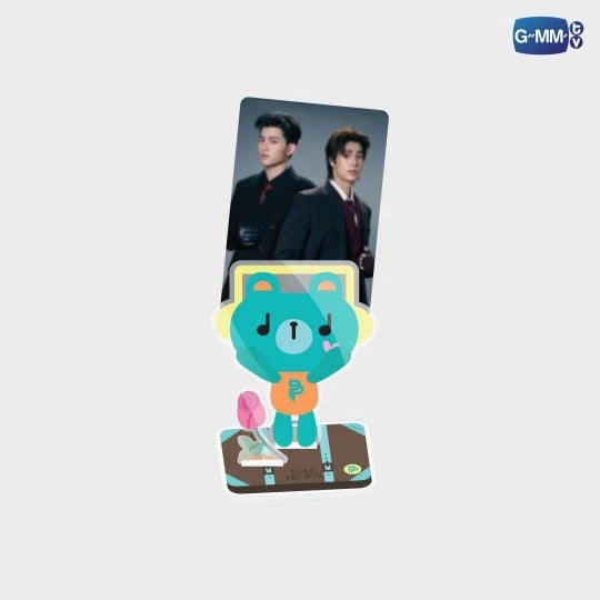 Permpoon acrylic clip stand front view with PondPhuwin photocard Thai BL merch
