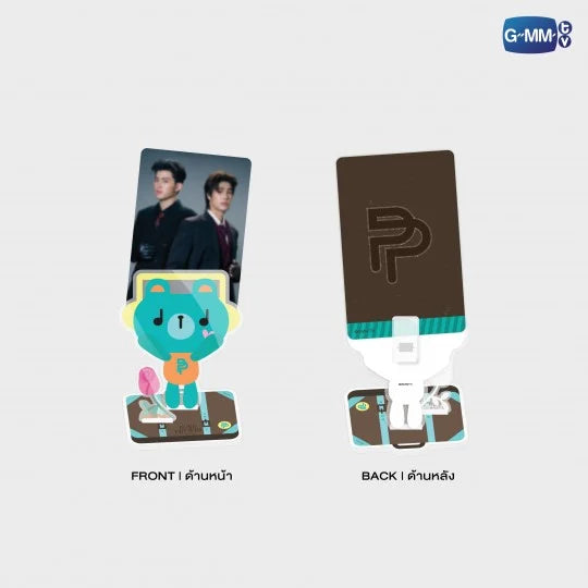 Permpoon acrylic clip stand front and back view with size details Thai BL couple merch