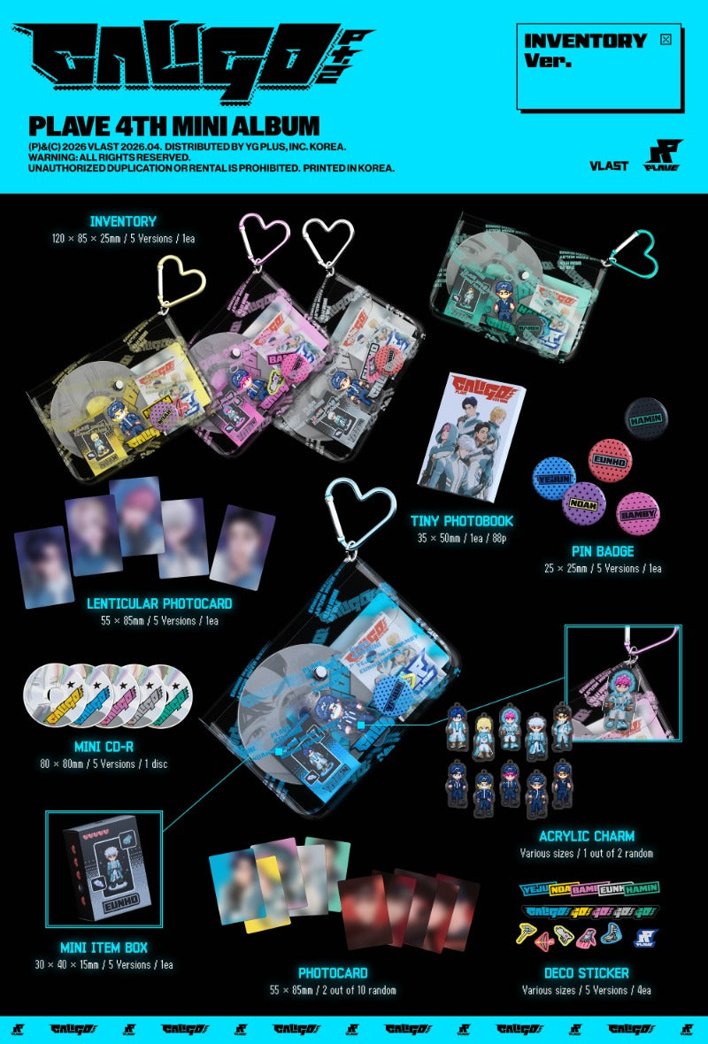PLAVE Caligo Pt.2 Inventory Version contents including mini photobook CD charm badge and photocards