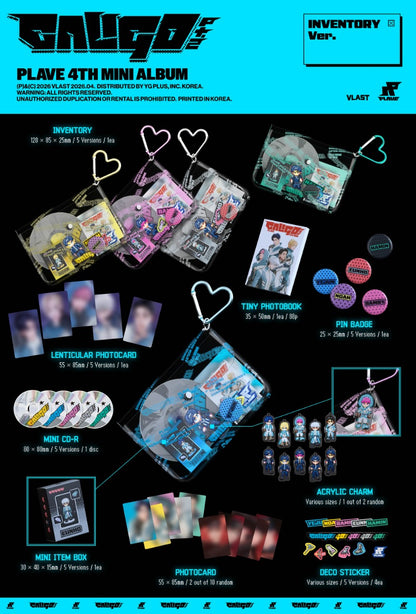 PLAVE Caligo Pt.2 Inventory Version contents including mini photobook CD charm badge and photocards