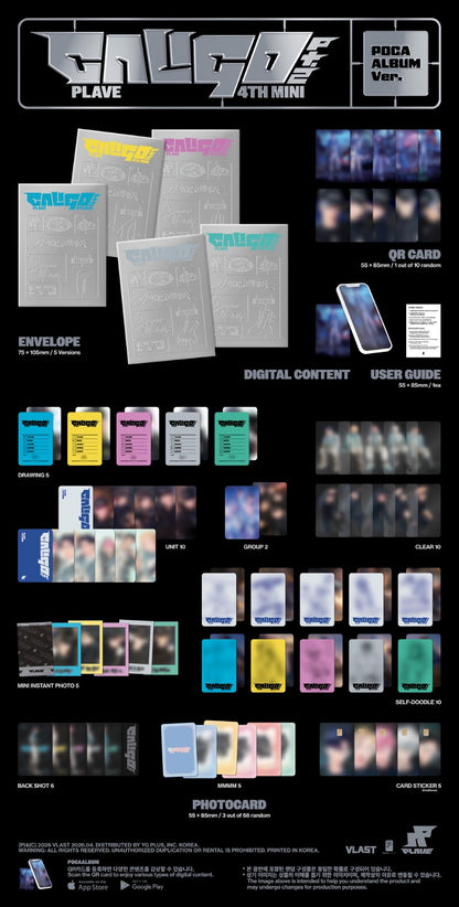 PLAVE Caligo Pt.2 POCA Album contents with QR card photocards and envelope inclusions