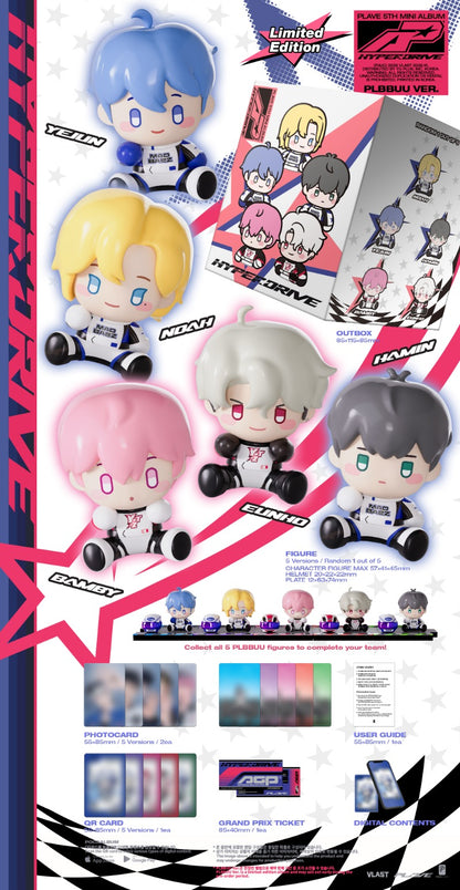 PLAVE HYPERDRIVE PLBBUU Ver album contents preview featuring random character figure photocards QR card Grand Prix ticket and user guide