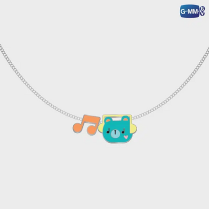 PERMPOON charm necklace official GMMTV merchandise with music note charm stainless steel 48cm enamel pendant
