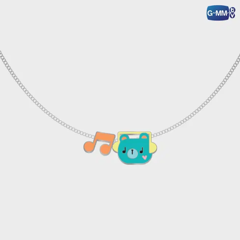 PERMPOON charm necklace official GMMTV merchandise with music note charm stainless steel 48cm enamel pendant