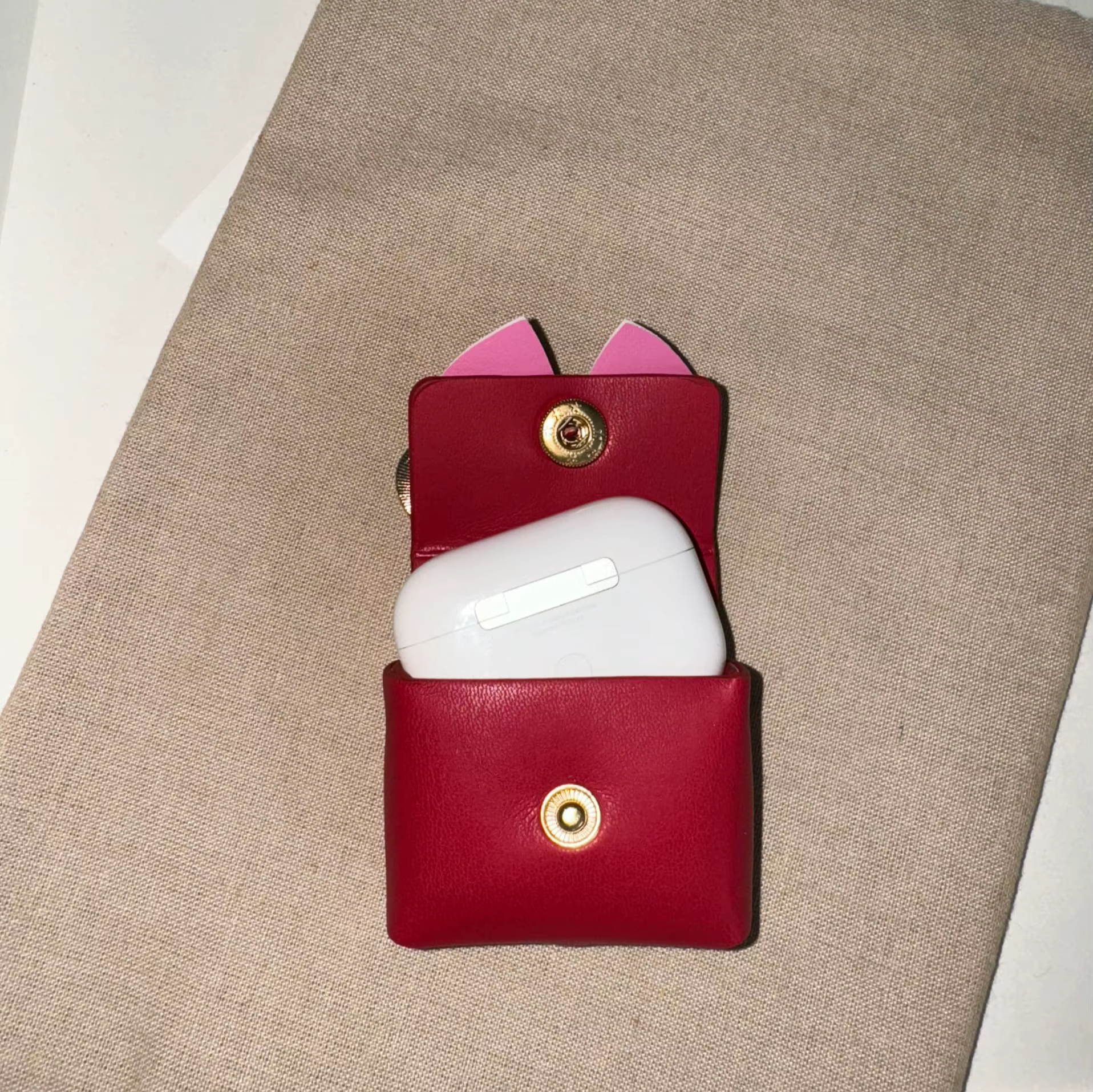 Opened bag showing storage capacity and fastening.