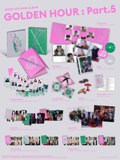 ATEEZ Golden Hour Part 5 album contents preview photobook photocards diary version inclusions Soundwave POB items