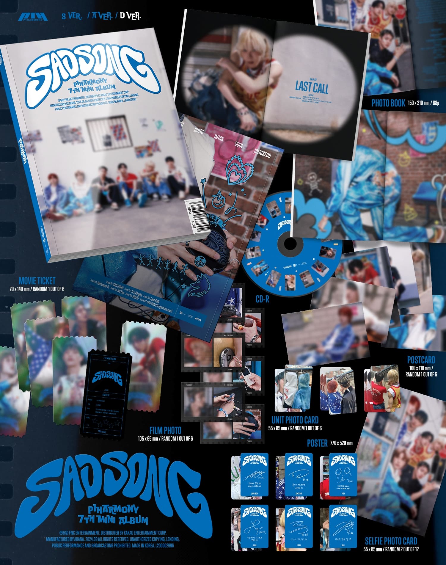 P1Harmony SAD SONG album (D Version) contents CD photobook photocards film movie ticket