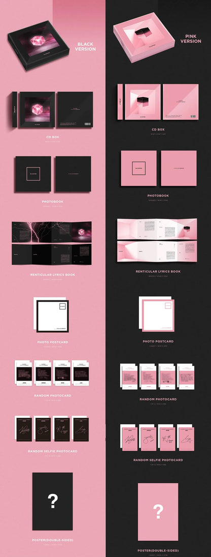 BLACKPINK SQUARE UP album contents preview featuring photobook CD lenticular lyrics book postcard photocard and selfie photocard