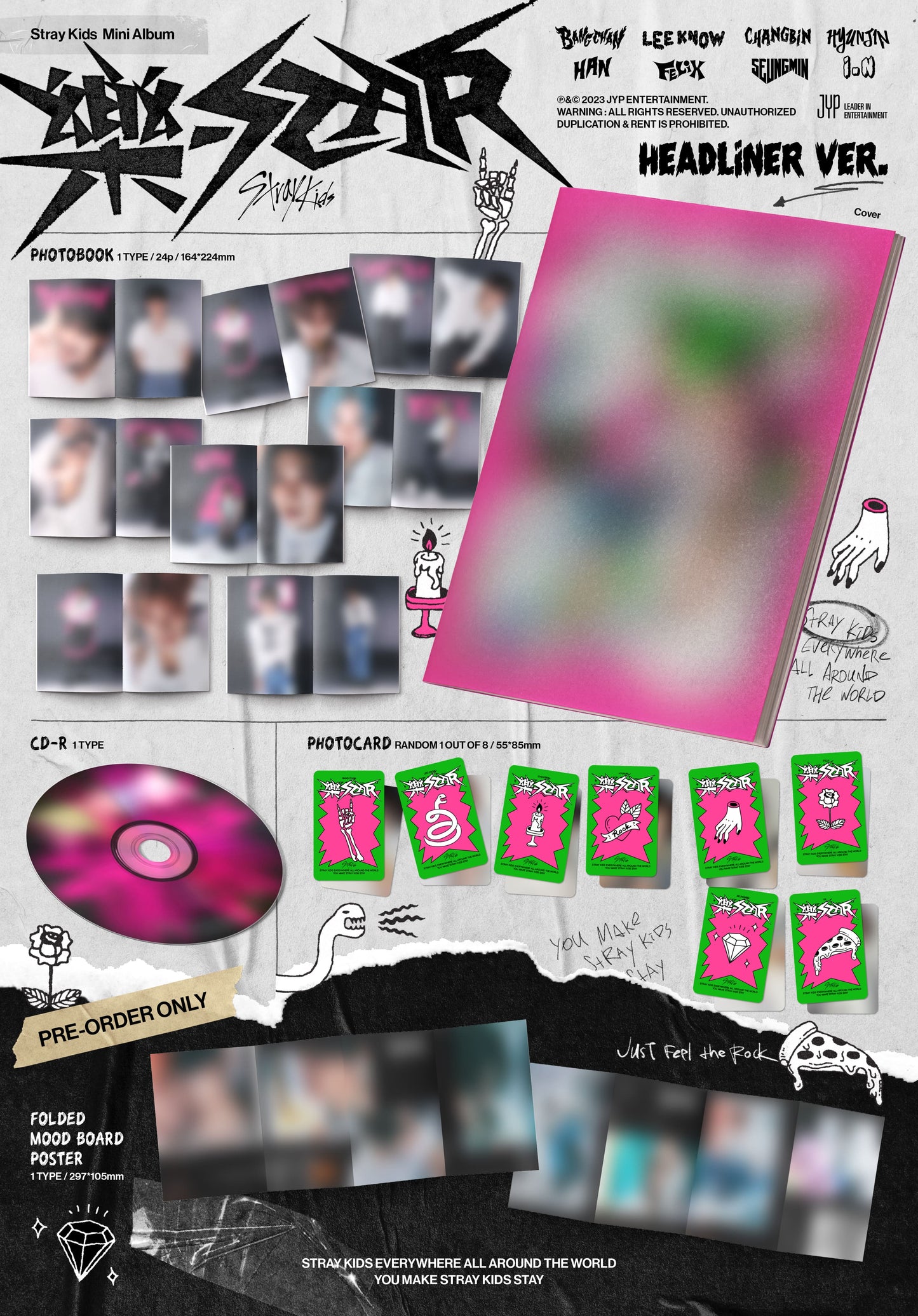 Stray Kids 樂 STAR HEADLINE version album inclusions preview official K pop album photobook CD and photocard
