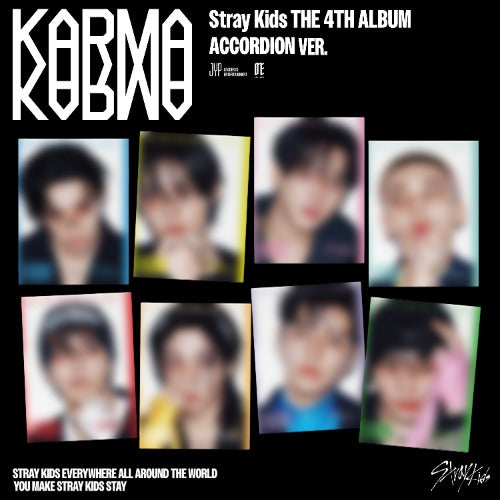 Stray Kids 4th Full Album KARMA Accordion Version cover, K-pop album edition with photobook, CD-R, and collectible inclusions.