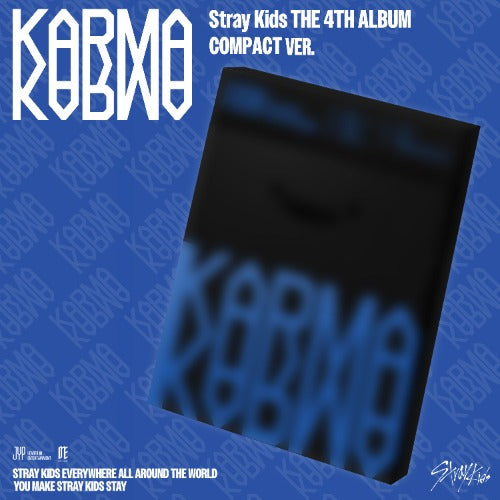 Stray Kids 4th Full Album KARMA Compact Version cover, K-pop mini album with CD and collectible trading cards.