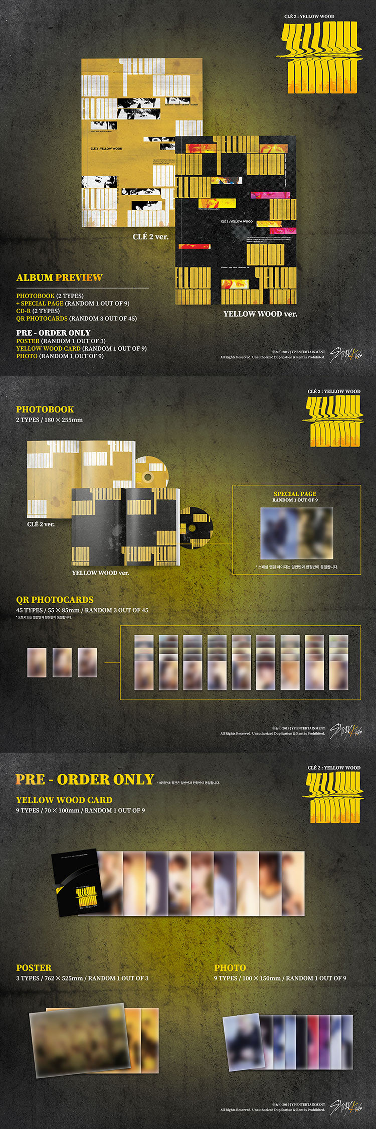 Stray Kids Cle 2 Yellow Wood contents including photobook CD QR photocards and special page