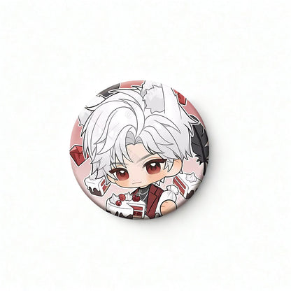 Sylus Love and Deepspace inspired character badge glossy alloy pin fan collectible Sylus artwork design preview