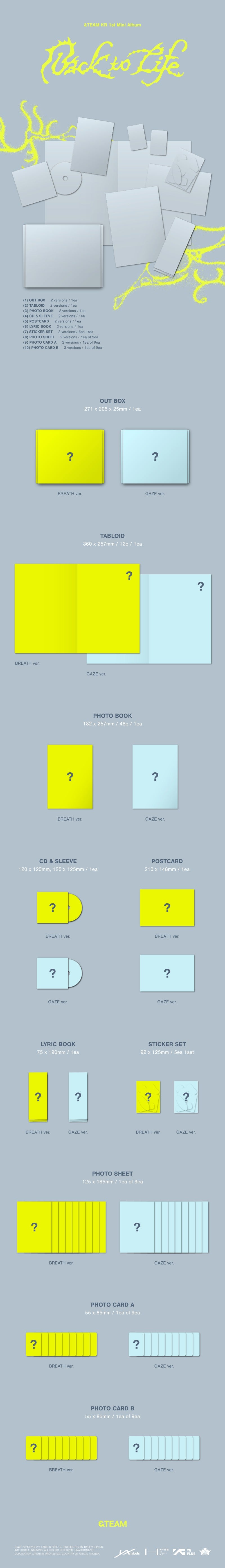 [Pre Order] &TEAM KR 1st Mini Album [Back to Life] - BREATH ver. / GAZE ver. with POB