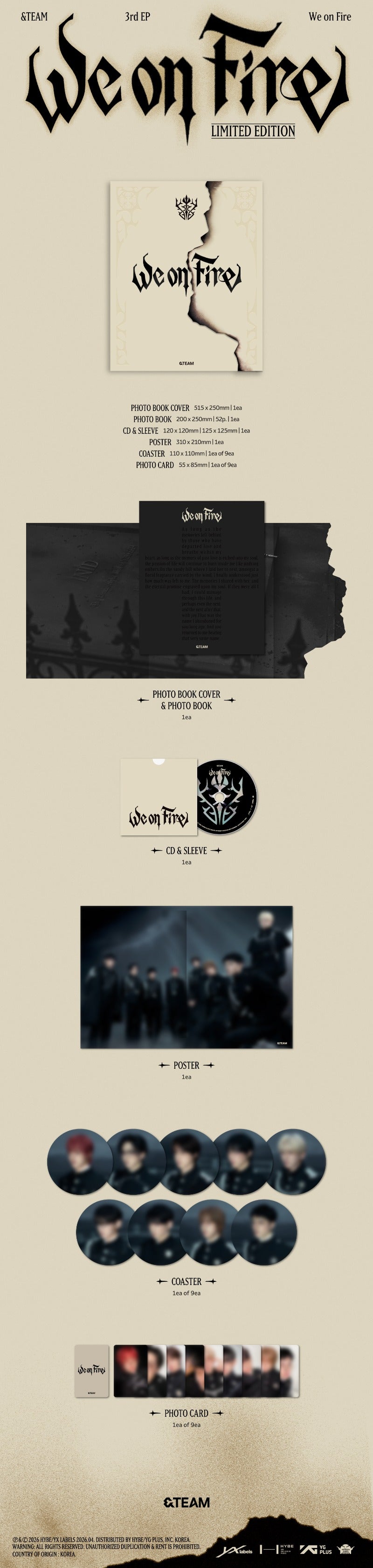 &TEAM We on Fire Limited Edition contents including photobook CD poster coaster and photocard