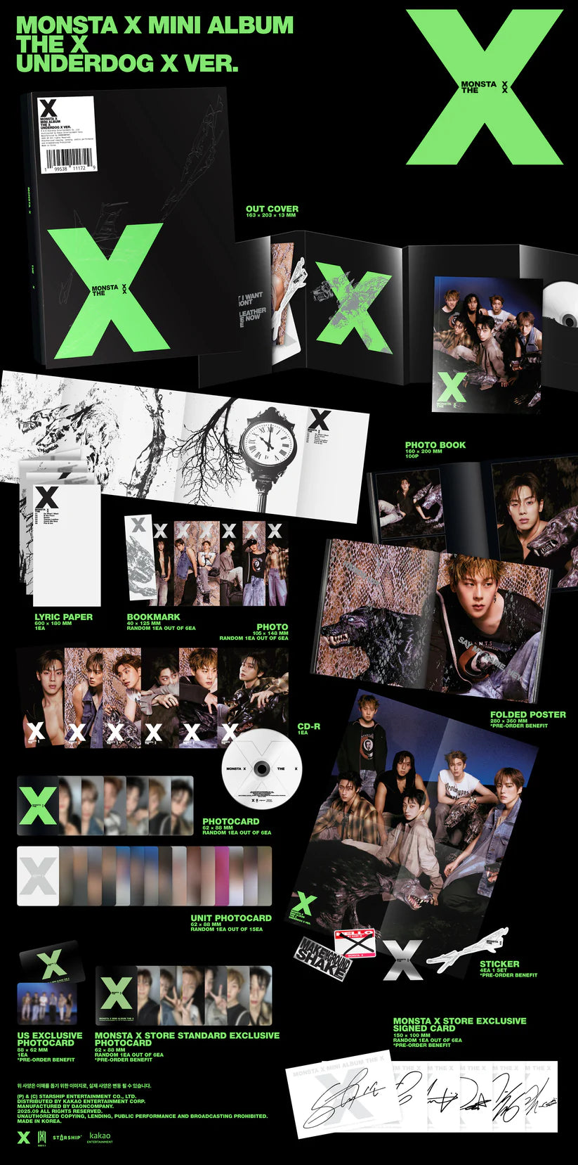 MONSTA X 13th Mini Album [THE X] (UNKNOWN X Ver. / UNDERDOG Ver. / HELLO X Ver. / XX Ver.).