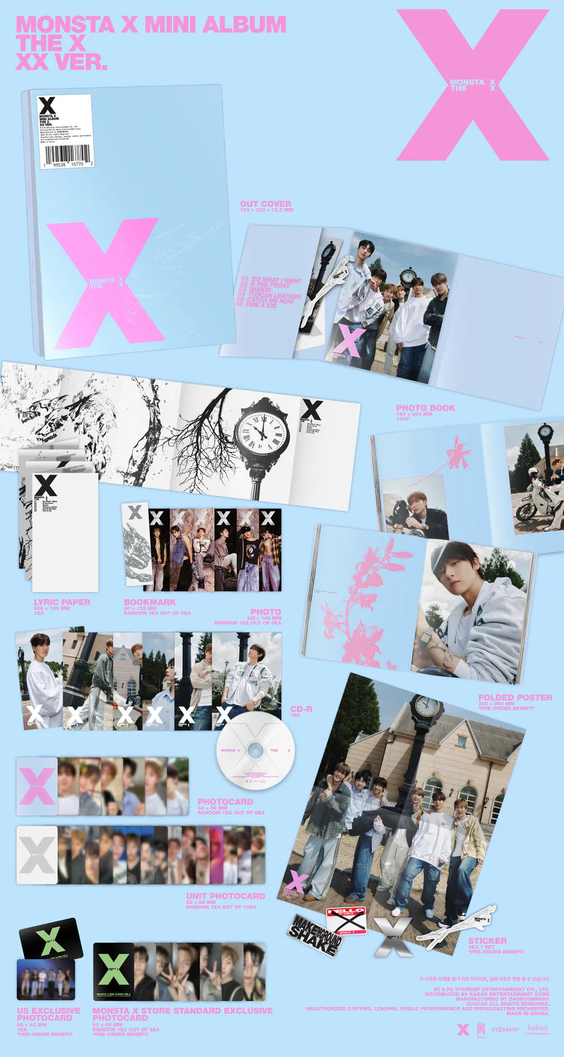 MONSTA X 13th Mini Album [THE X] (UNKNOWN X Ver. / UNDERDOG Ver. / HELLO X Ver. / XX Ver.).