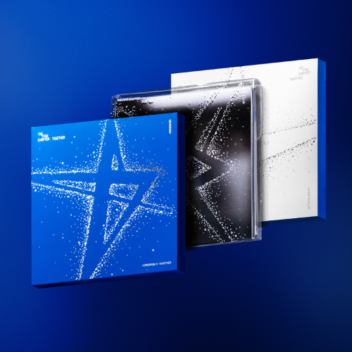 TOMORROW X TOGETHER 4th Full Album [The Star Chapter: TOGETHER] front covers of AWAKE, ETCHED, and STARLIGHT versions, official K-pop albums with photobooks, CDs, and collectible fan merchandise.