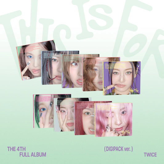 TWICE 4th Full Album MUSICKOREA Gift Digipack Version showing front covers of all versions, official K-pop album with photobooks, CDs, and collectible fan merchandise.