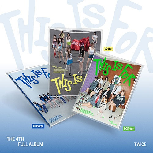 TWICE This Is For album covers for all three versions (This, Is, For Vers). 