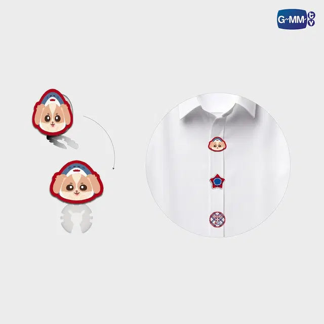 Wesley button cover set attached to shirt buttons official GMMTV character accessory styling example