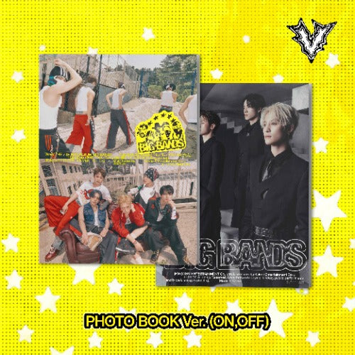 WayV 7th Mini Album [BIG BANDS] PHOTO BOOK Version front covers of ON and OFF Versions, official K-pop albums with photobooks, CDs, and collectible fan merchandise.